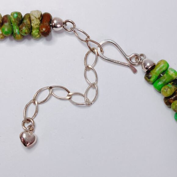 Signed Jay King DTR Green Turquoise Sterling Silver Gemstone Bead Necklace VTG - Picture 9 of 12